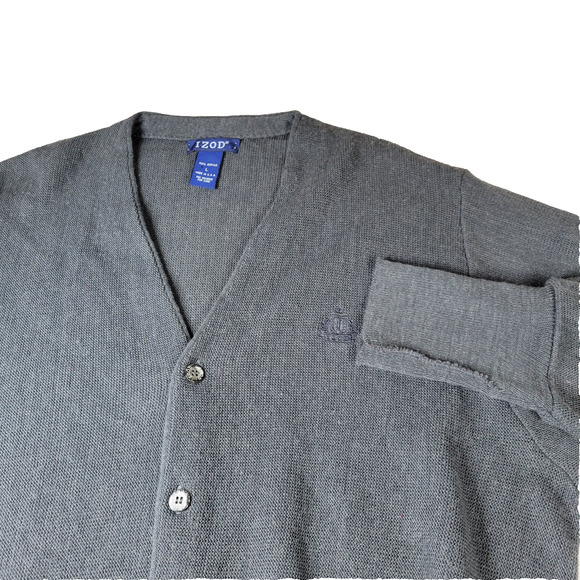 Vintage Izod Sweater Mens Sz Large Grey Rugby Made In USA College Preppy Nerdy - Picture 1 of 16